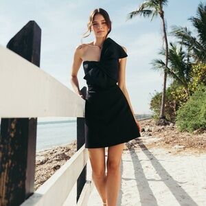 Jenny Yoo Bridal Collection Black Bow Mini Dress - Plus Size 22